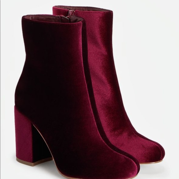 red velvet ankle boots
